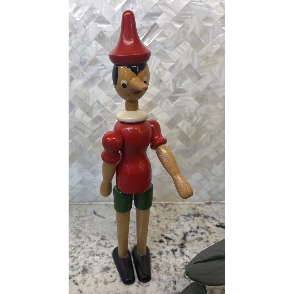 Vintage Pinocchio Jointed Articulated Doll Wooden Decor fairytales Geppetto - Picture 3 of 16
